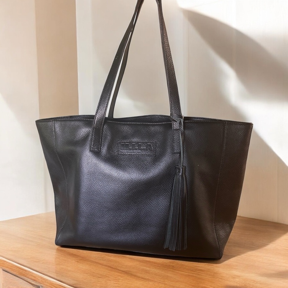 Mika black leather tote made in Las Angeles